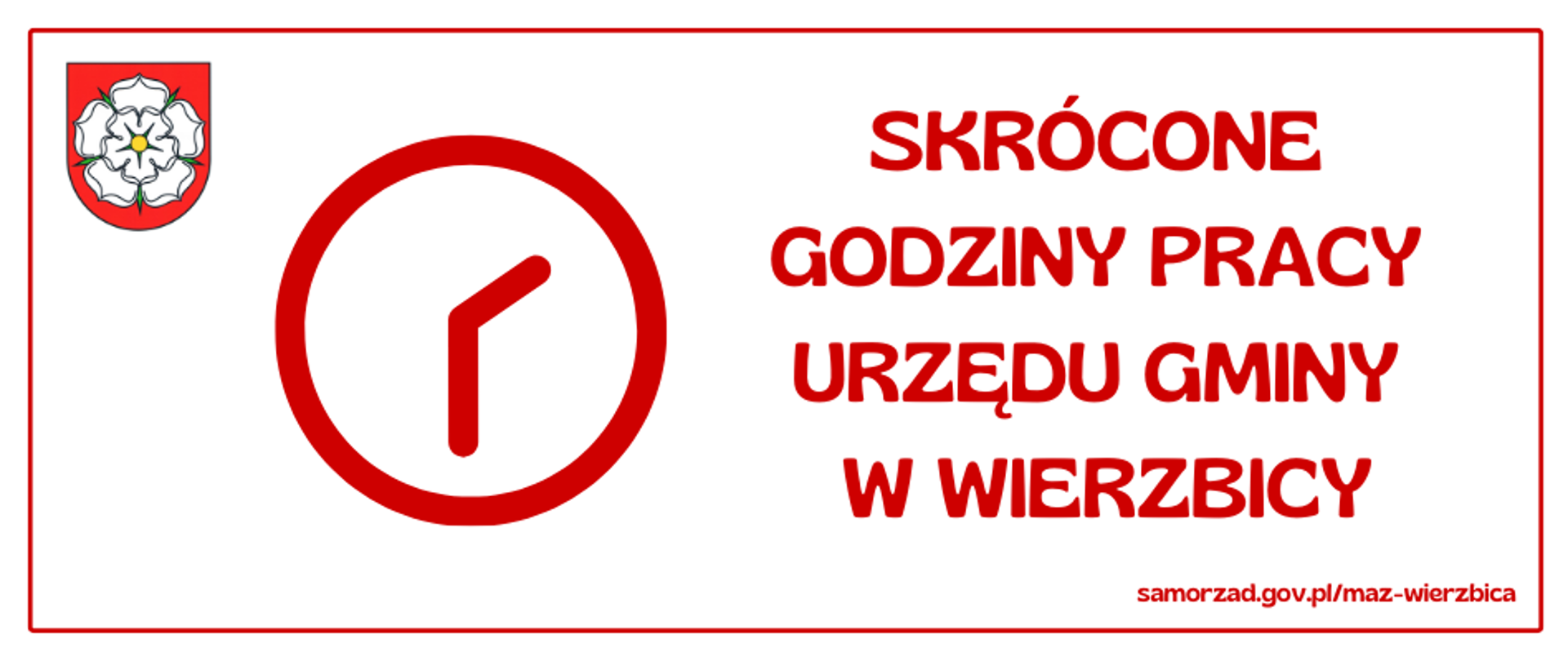 Skrócone godziny pracy Urzędu Gminy w Wierzbicy