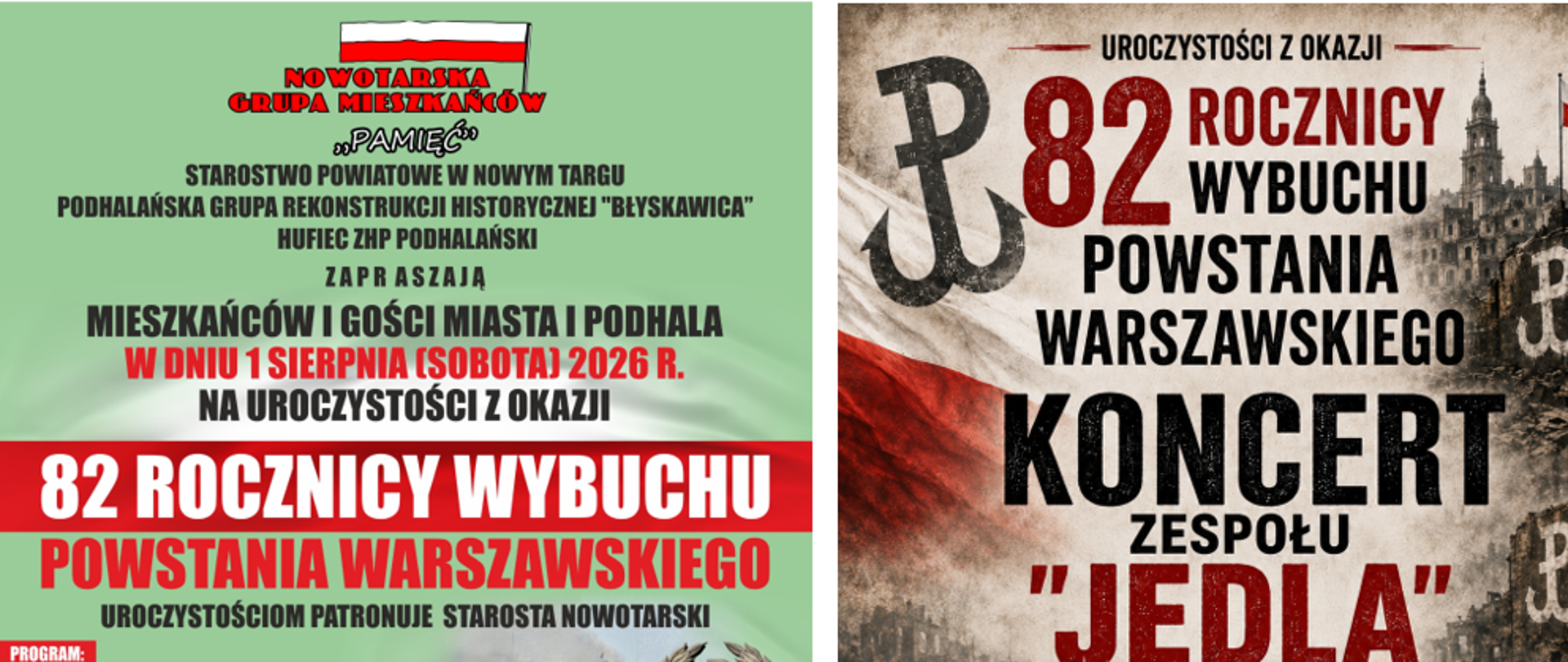 Plakat wydarzenia 82 rocznicy wybuchu Powstania Warszawskiego