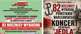 Plakat wydarzenia 82 rocznicy wybuchu Powstania Warszawskiego