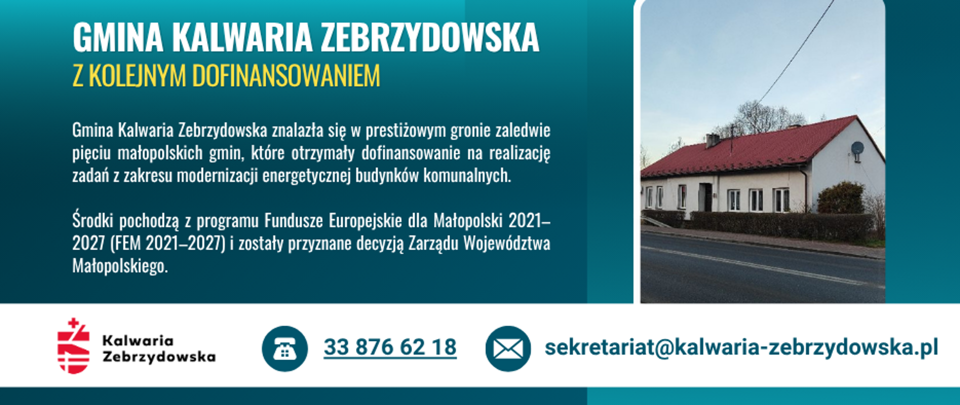 Gmina Kalwaria Zebrzydowska wśród 5 gmin z dofinansowaniem na poprawę efektywności energetycznej budynków mieszkalnych