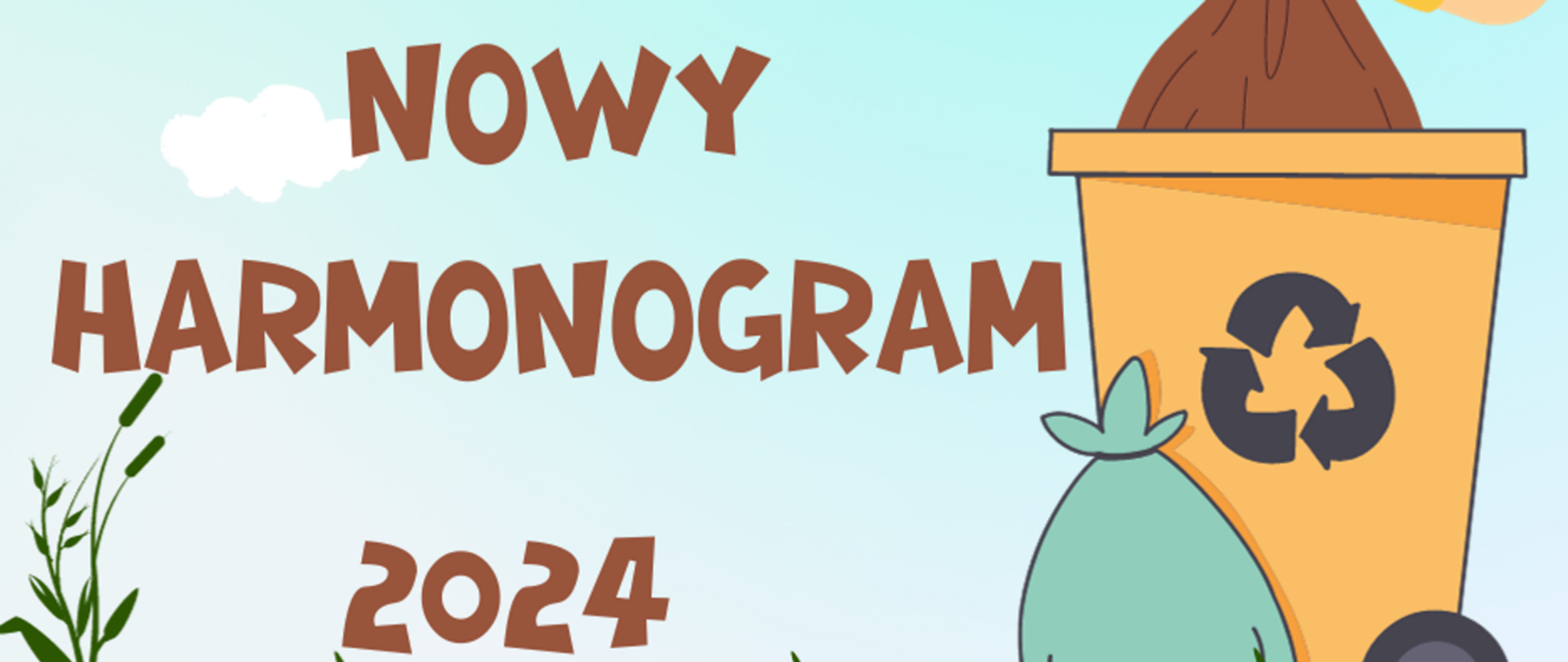 Nowy harmonogram 2024 obrazek koszka na śmieci i stojącego obok worka