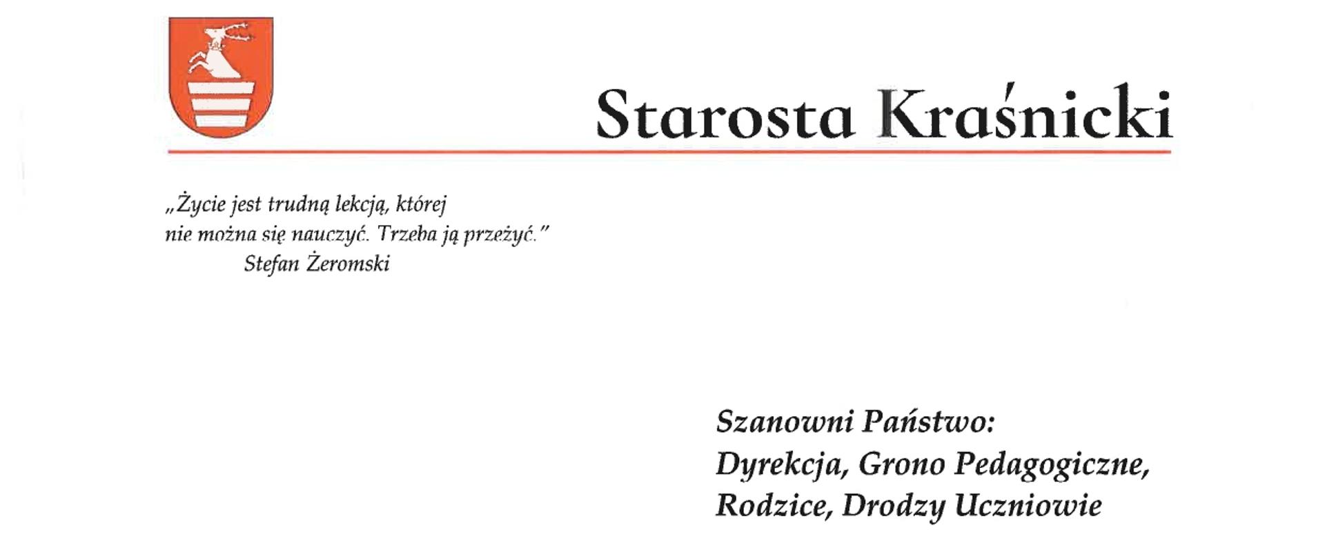 List Starosty Kraśnickiego do maturzystów