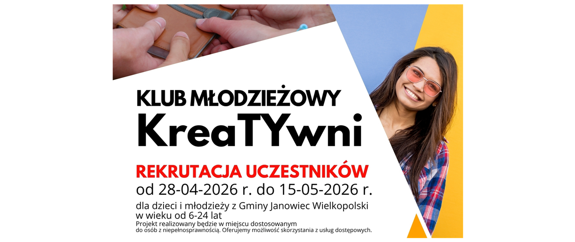 Miejsko-Gminny Ośrodek Kultury w Janowcu Wielkopolskim ogłasza rekrutację do Klubu Młodzieżowego KreaTYwni 