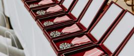 Medale które Wójt w imieniu Prezydenta przypinał każdej parze z okazji 50-cio lecia małżeństwa