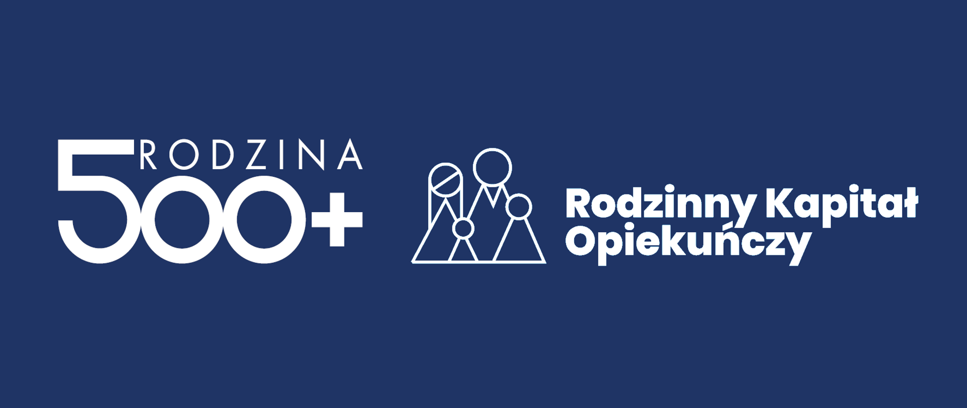 Napis "Rodzina 500+", obok rysunek czteroosobowej rodziny i napis "Rodzinny Kapitał Opiekuńczy"