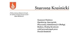 List Starosty Kraśnickiego na zakończenie roku szkolnego 2023/2024