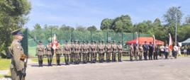 Zaproszeni uczestnicy wydarzenia, sztandar OSP, sztandar szkoly w Skawie, Szkoły wojskowej w Nowym Targu, oraz reprezentacji straży granicznej.