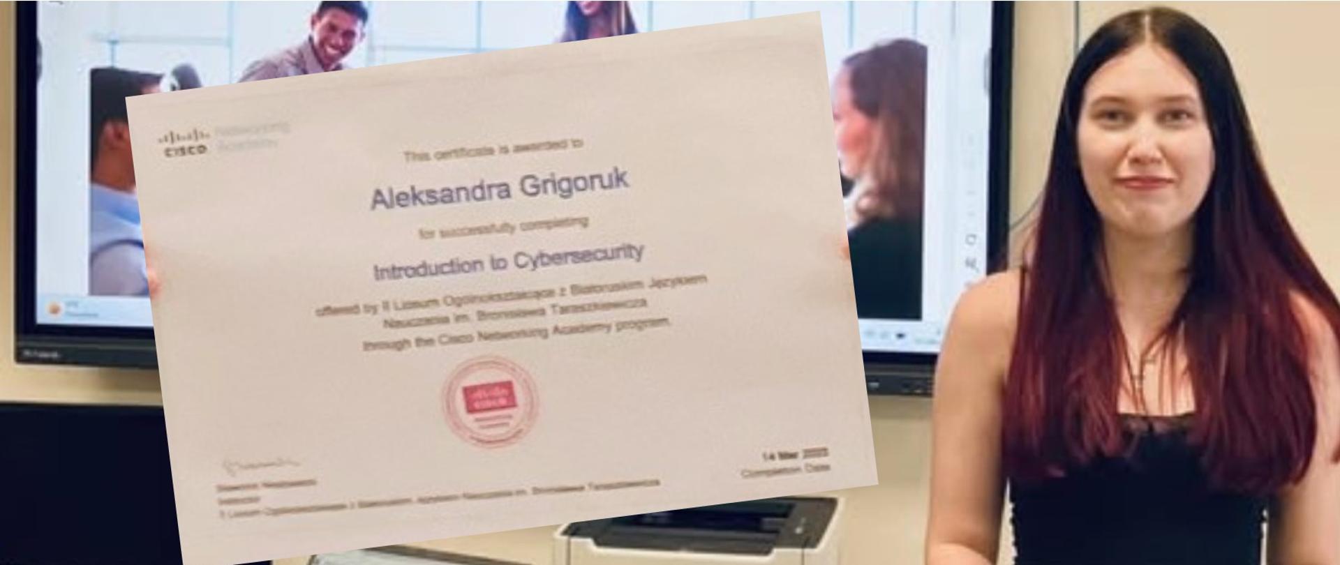 Aleksandra Grigoruk z Ii Liceum Ogólnokształcącego zdobyła międzynarodowy certyfikat Cisco