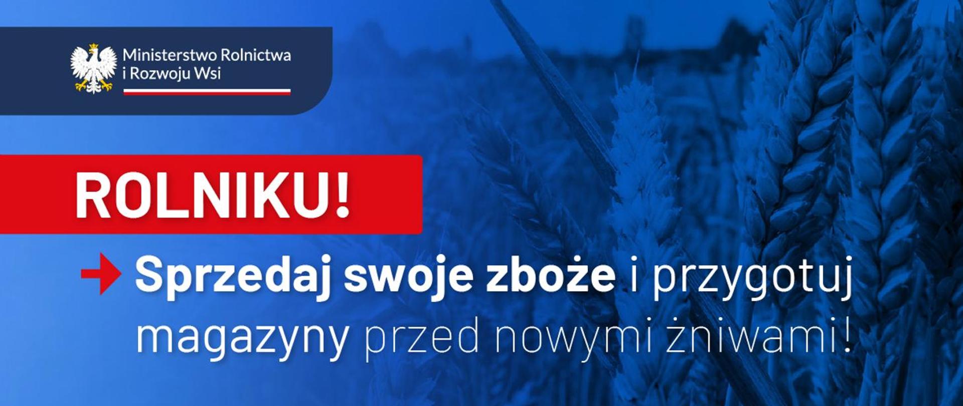 Baner z kłosami zboża w tle i logo Ministerstwa Rolnictwa i Rozwoju Wsi