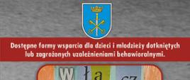 Pierwsza strona ulotki na temat form wsparcia dla dzieci i młodzieży dotkniętych lub zagrożonych uzależnieniami behawioralnymi, przedstawiająca schematyczny plan mózgu ludzkiego z nazwami cech charakteru, uczuć, zachowań