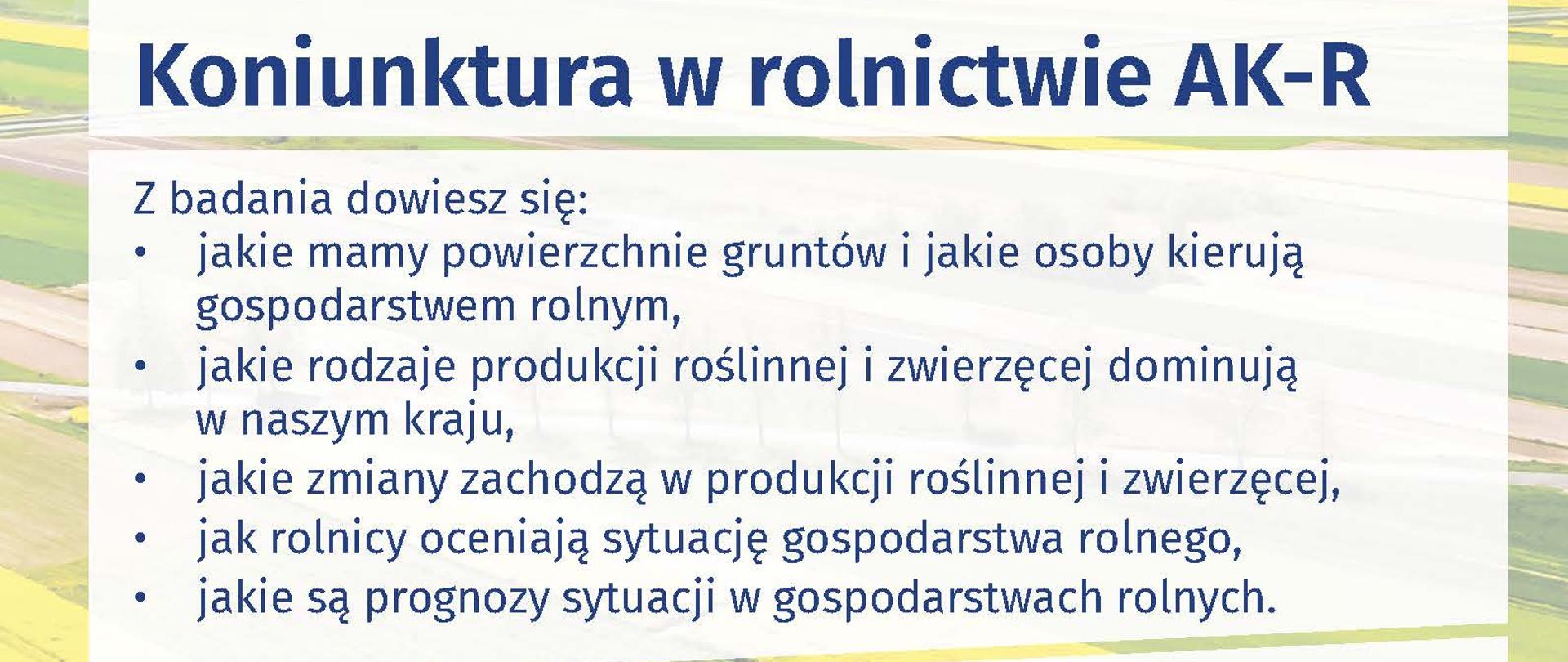 Plakat badanie koniunktura w rolnictwie