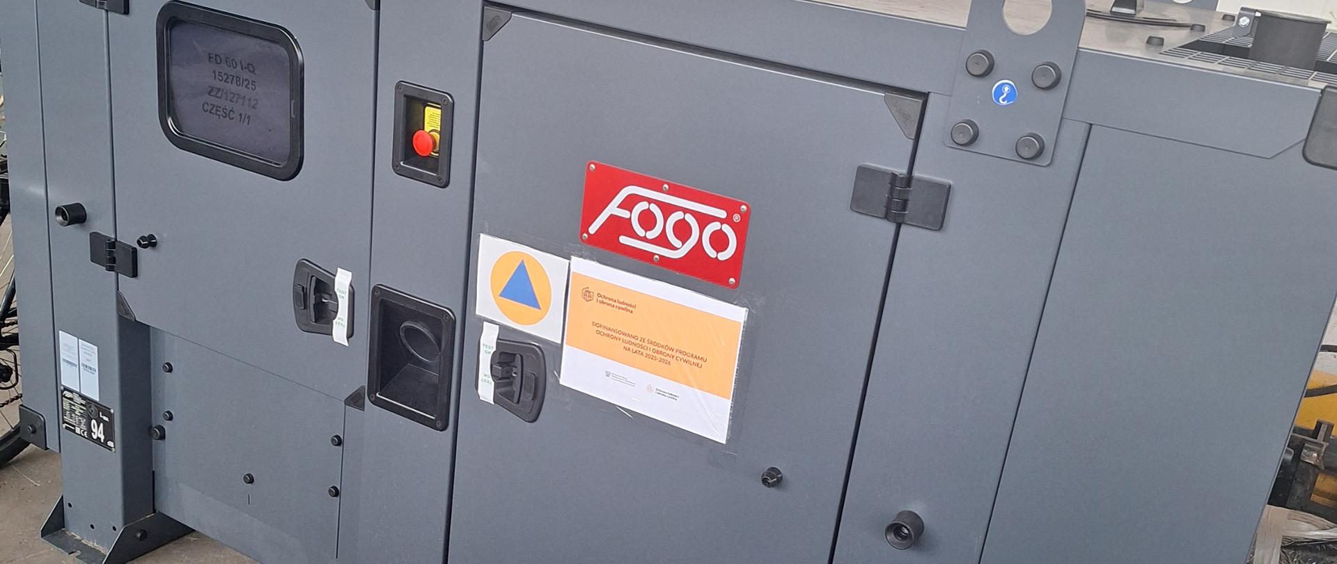 Agregat zakupiony z dotacji celowej przeznaczonej na ochronę ludności i obronę cywilną