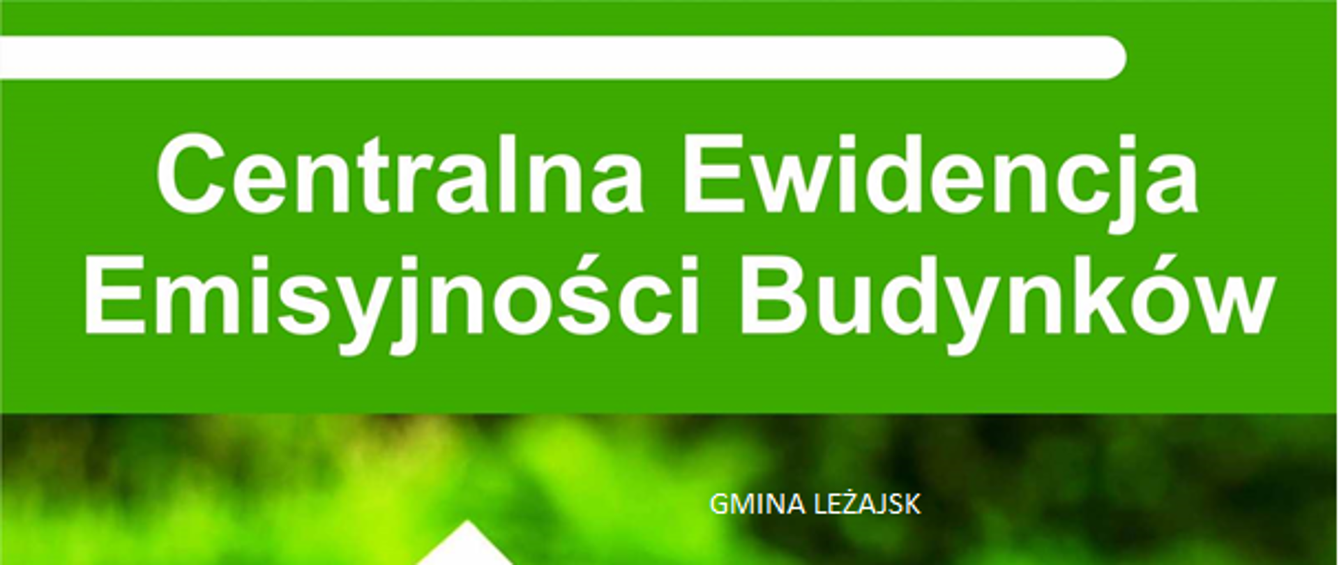 Grafika w kolorze zielonym. Przedstawia trawę na której znajduje się biały domek.