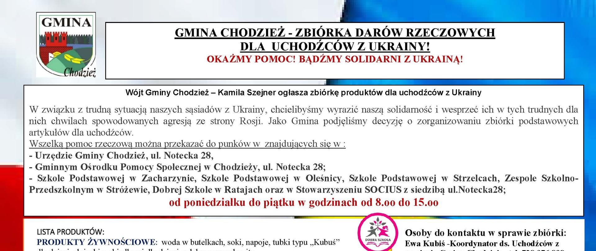 Informacja zbiórka dla Ukrainy 