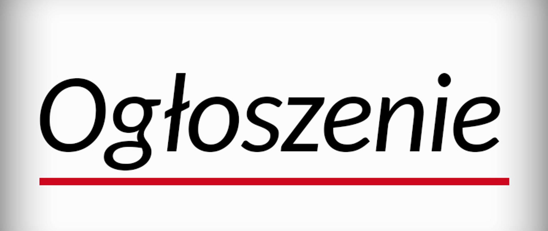 Napis podkreślony ogłoszenie