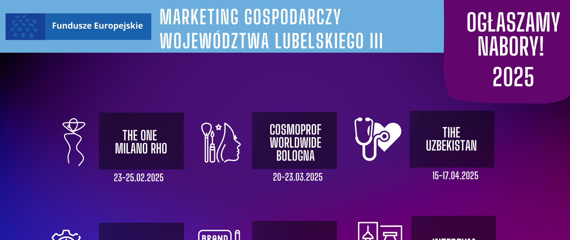 Grafika z miejscami oraz datami odbycia się targów. 