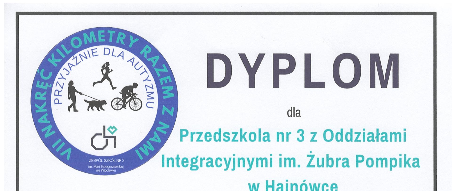 Dyplom Przedszkola Nr 3 za udział w inicjatywie