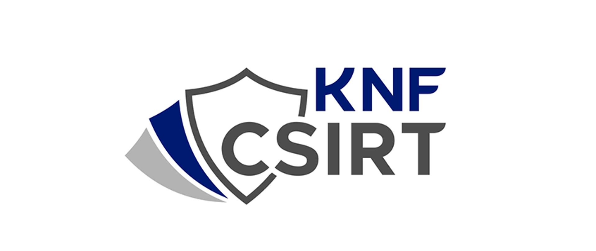 Szaro-granatowe logo - potrójna tarcza z napisem KNF CSIRT