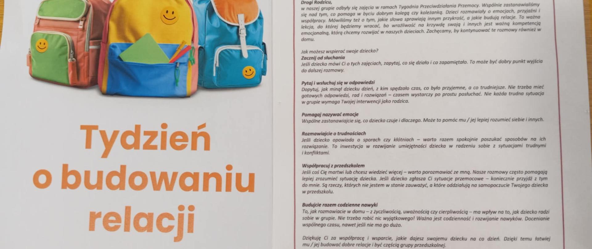 Ulotka - tydzień o budowanie relacji