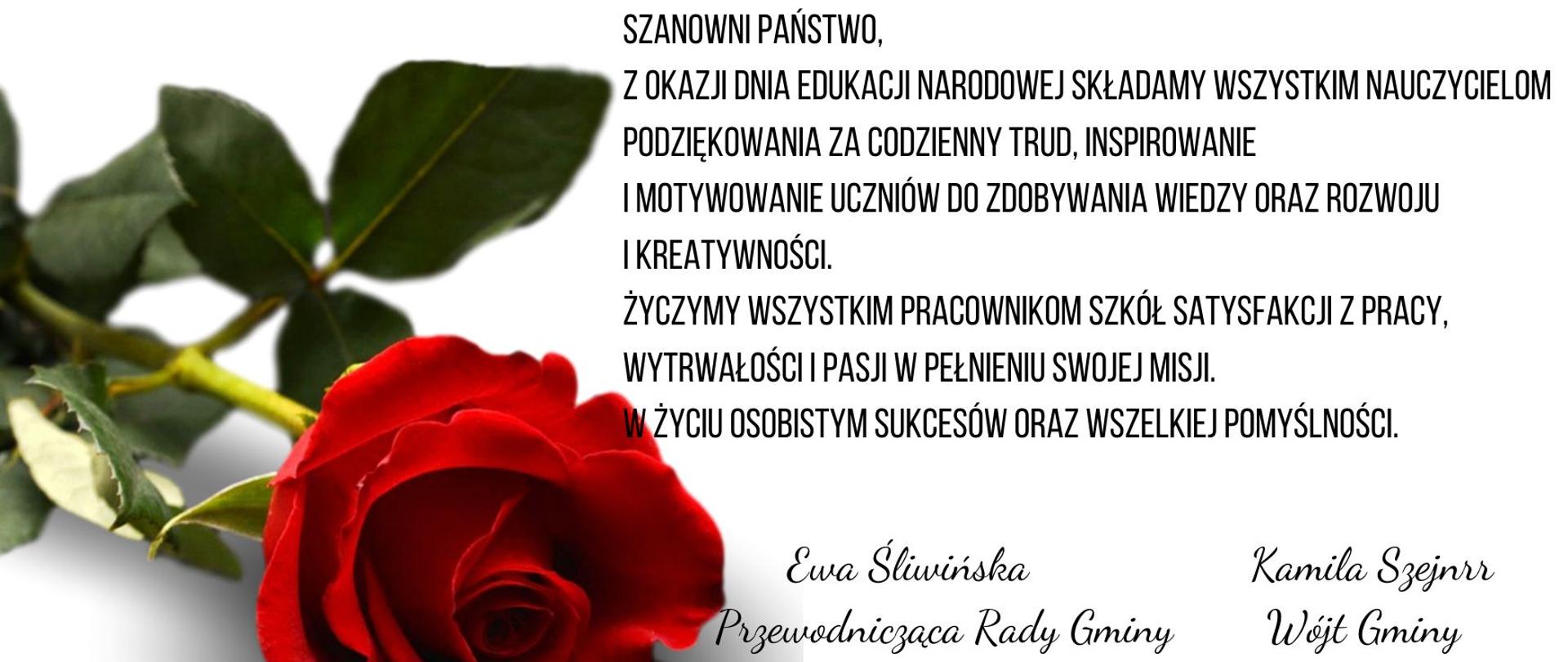 Życzenia dla nauczycieli od Wójta i Przewodniczącej Rady Gminy