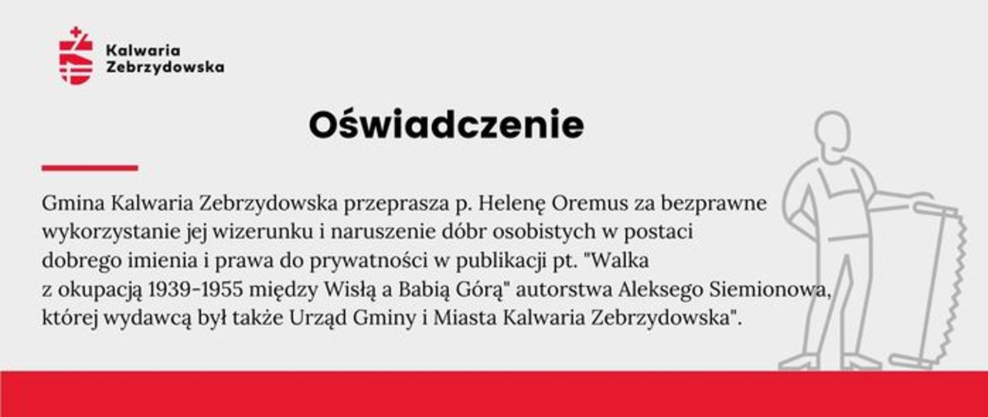 Plansza z tekstem oświadczenia