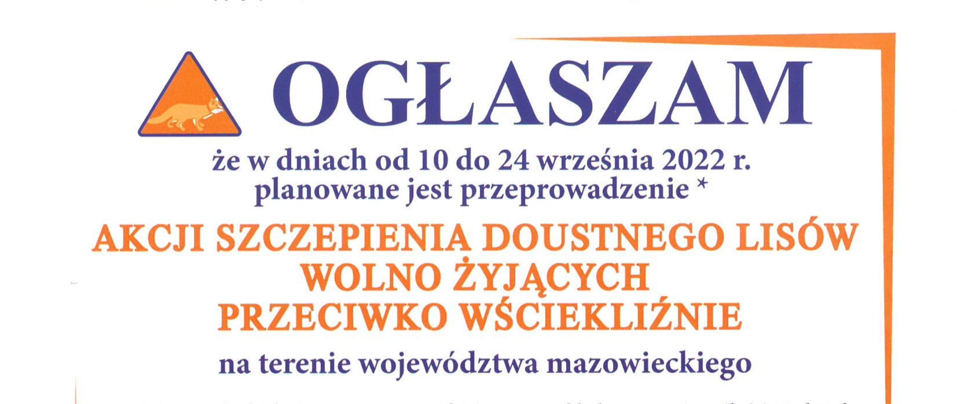 Akacja szczepienia doustnego lisów wolno żyjących przeciwko wściekliźnie