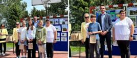 Odbiór nagród laureatów. Na zdjęciu dzieci, Pani Zastępca Dyrektora Szkoły Podstawowej w Rokicinach Podhalańskich, przedstawiciel GOPSu Paweł Wojdyła oraz Sołtys Wsi Rokiciny Nina Gryglicka.
