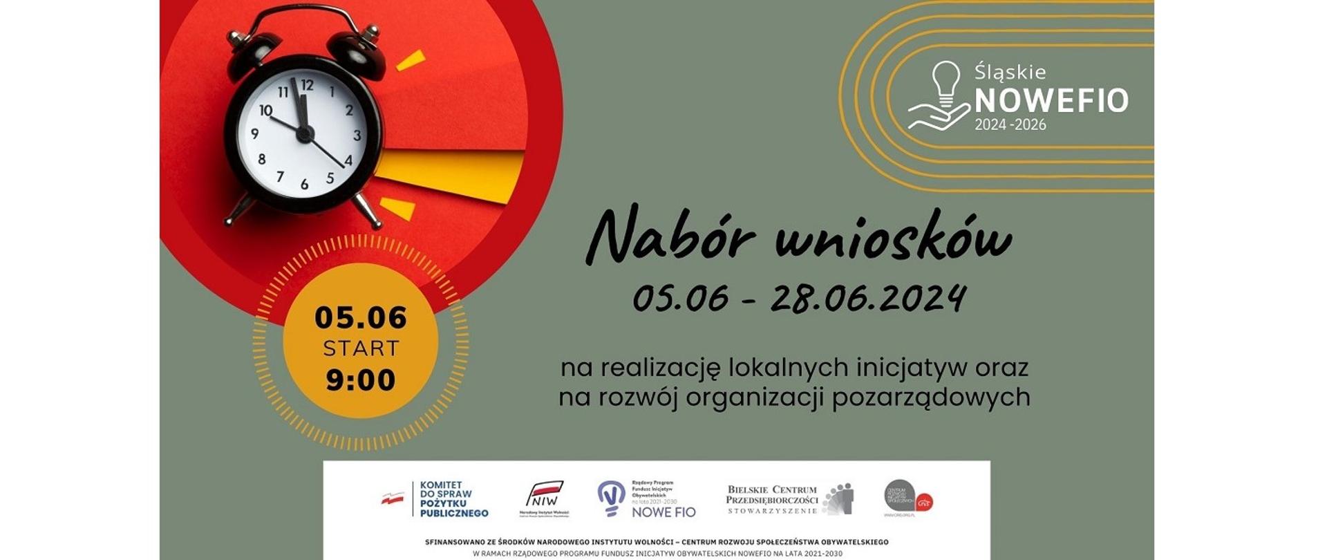 Śląskie NOWEFIO 2024-2026. Nabór wniosków 05.06 – 28.06.2024 na realizację lokalnych inicjatyw oraz na rozwój organizacji pozarządowych. 05.06. start 9.00