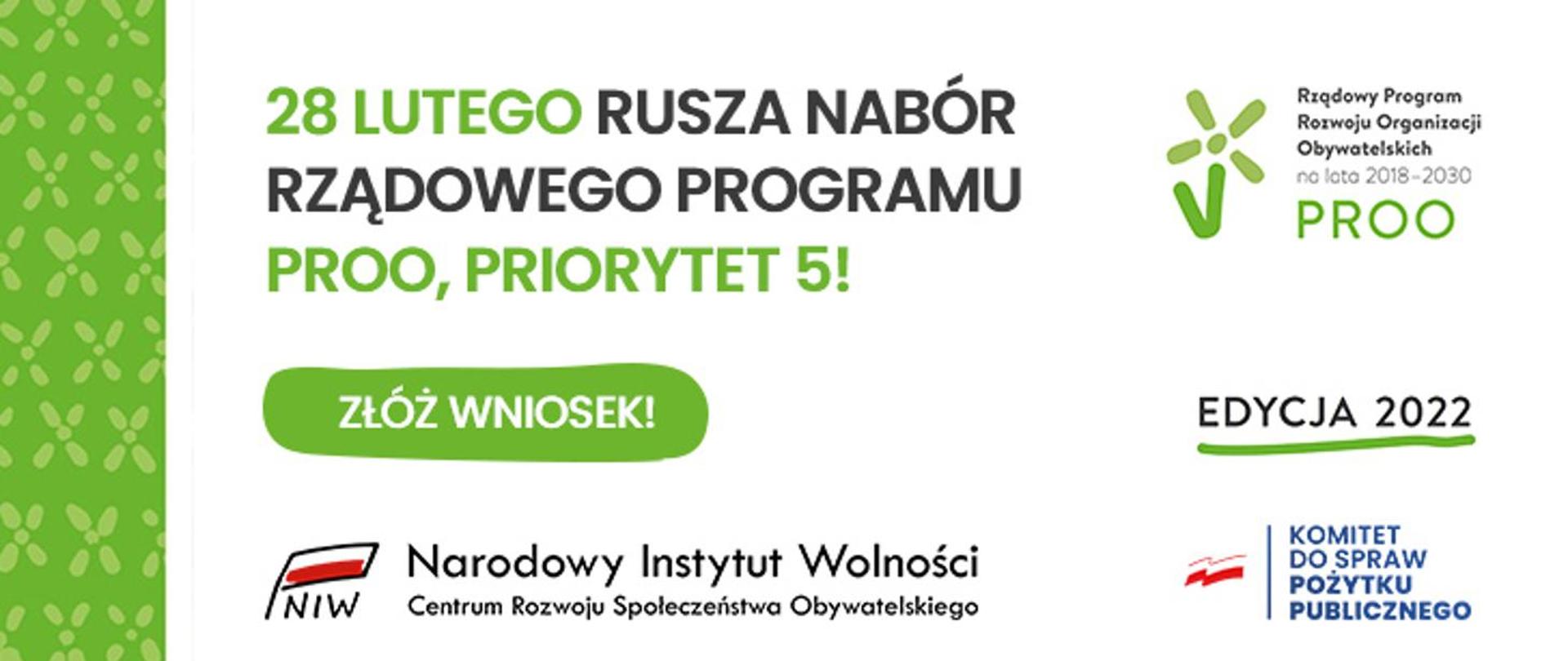 plakat konkursu w Rządowym Programie Rozwoju Organizacji Obywatelskich Priorytet 5.