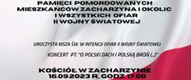 Informację o mszy św za pomordowanych 16.09.2023 17.00 Zacharzyn