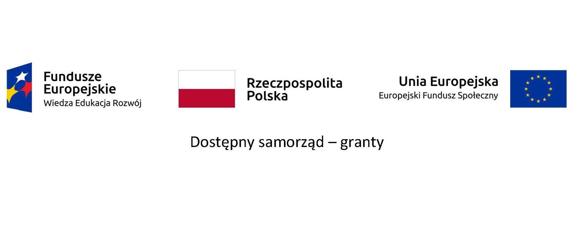 Baner przedsięwzięcia „Poprawa dostępności Urzędu Gminy Hażlach oraz placówek oświatowych Gminy”. Loga u góry (od lewej do prawej): Fundusze Europejskie Wiedza Edukacja Rozwój, Rzeczpospolita Polska, Unia Europejska Europejski Fundusz Społeczny. Podpis: Dostępny samorząd – granty