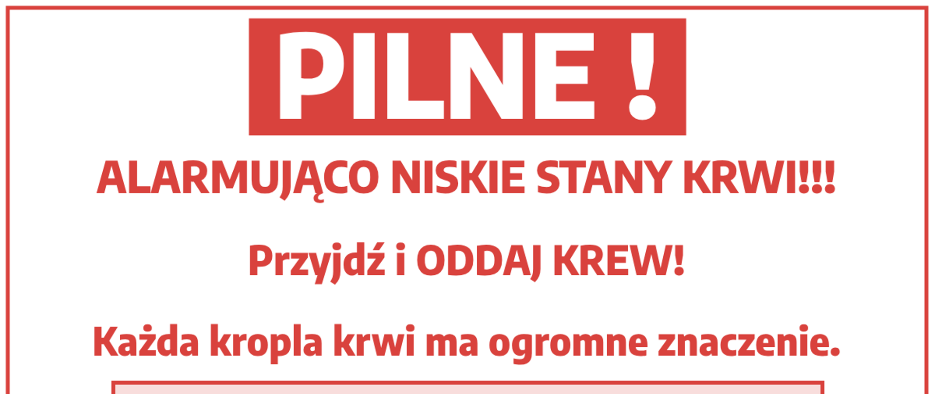 Alarmująco niskie stany krwi
