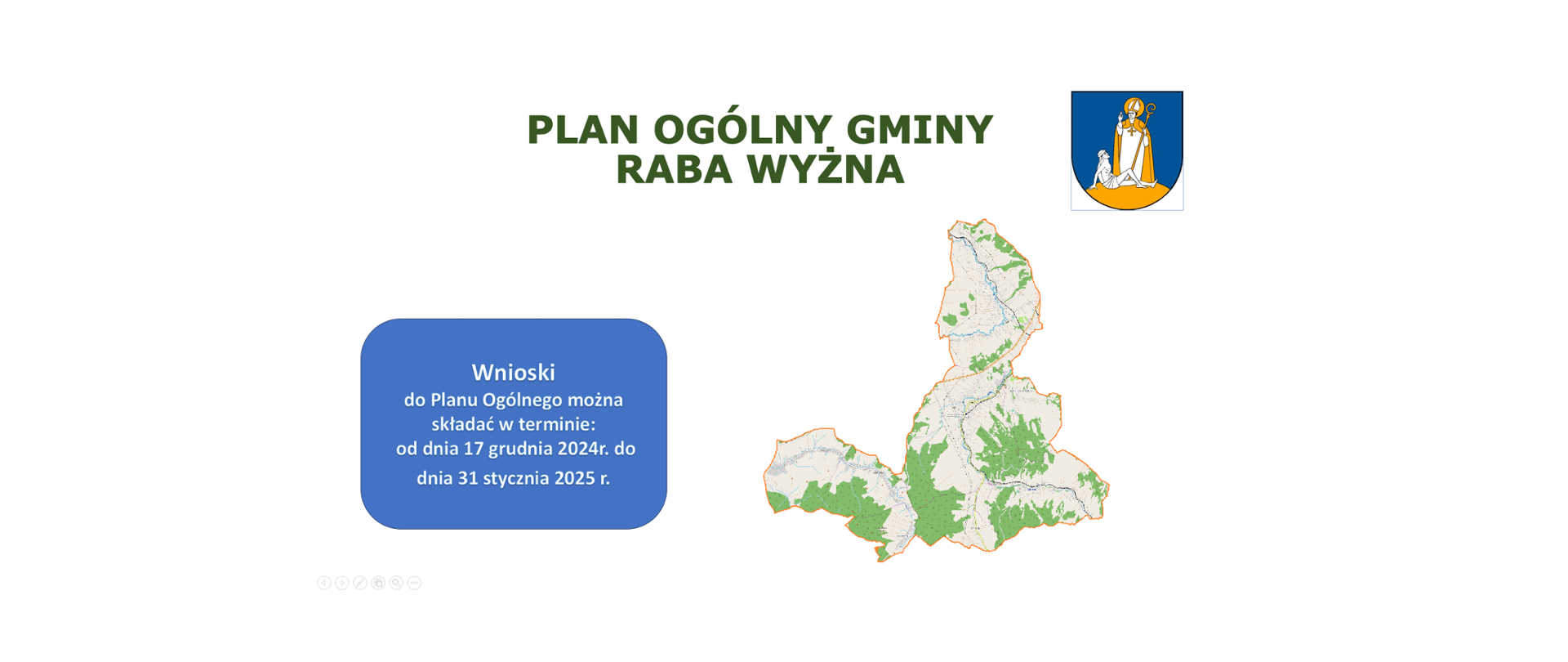 Plan ogólny Gminy Raba Wyżna. Herb oraz mapa Gminy Raba Wyżna.