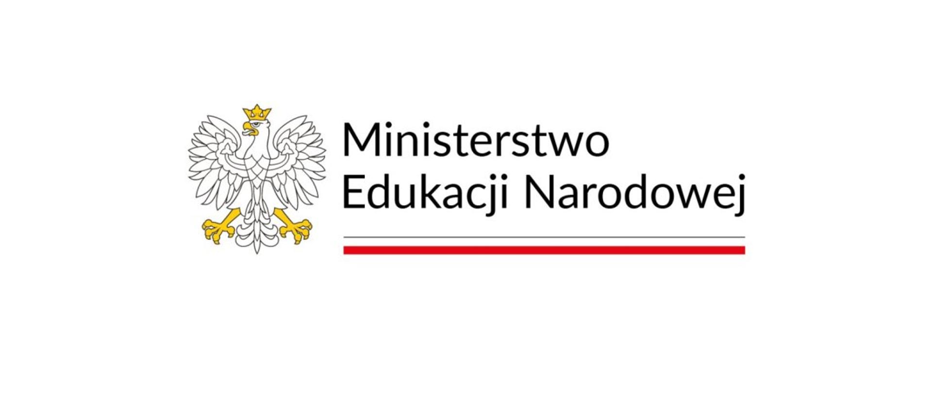 Z lewej strony logo z orłem po prawej napis Ministerstwo Edukacji Narodowej