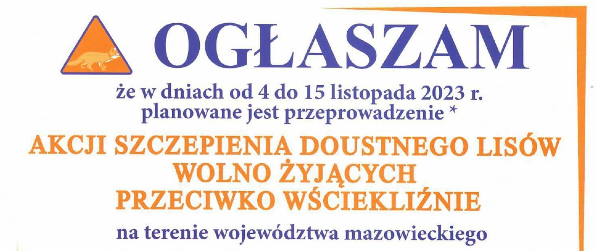 Komunikat dotyczący Akcji szczepienia lisów 2023