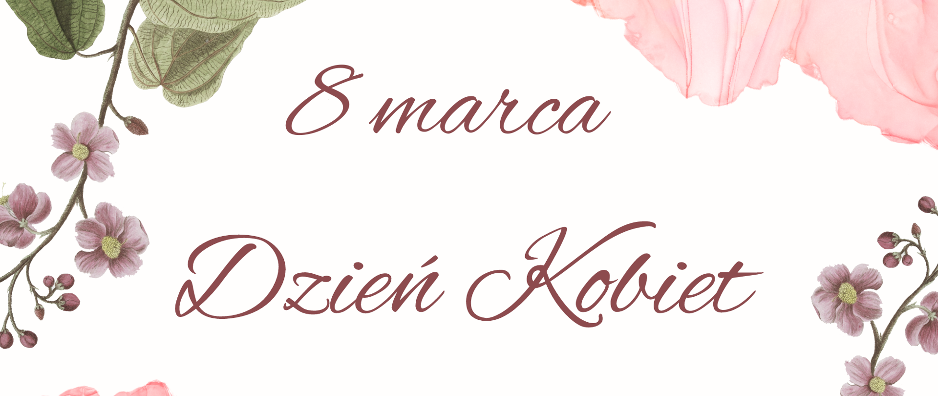 grafika z kwiatami w kolorze różu i zieleni